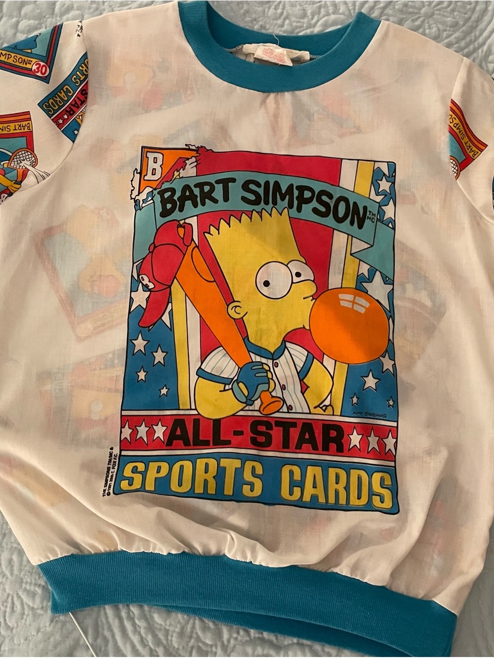Vintage licensed Bart Simpson All-Star Sports Cards Graphic Pajama top